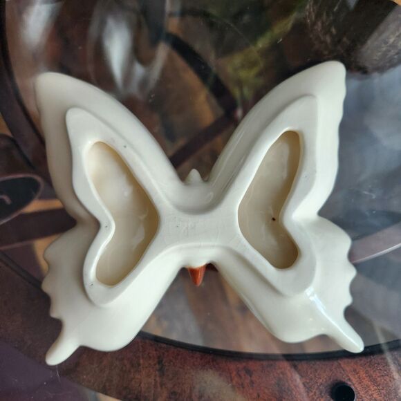 🦋 1970s Butterfly Floral Trinket Dish Tray Mid Century Decor Handpainted Retro - Picture 6 of 6